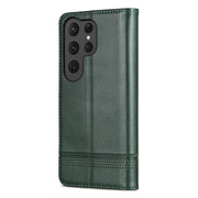 For Samsung Galaxy S25 Ultra 5G AZNS Magnetic Calf Texture Flip Leather Phone Case(Dark Green)
