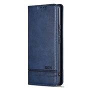 For Samsung Galaxy S25 Ultra 5G AZNS Magnetic Calf Texture Flip Leather Phone Case(Dark Blue)