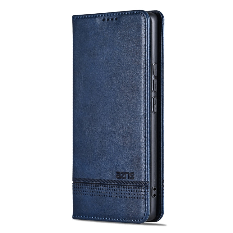 For Samsung Galaxy S25 Ultra 5G AZNS Magnetic Calf Texture Flip Leather Phone Case(Dark Blue)