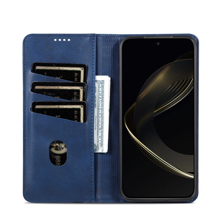 For Samsung Galaxy S25 Ultra 5G AZNS Magnetic Calf Texture Flip Leather Phone Case(Dark Blue)