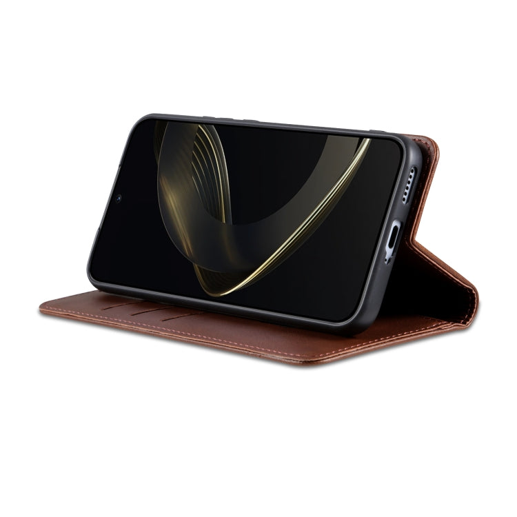 For Samsung Galaxy S25 Ultra 5G AZNS Magnetic Calf Texture Flip Leather Phone Case(Dark Brown)