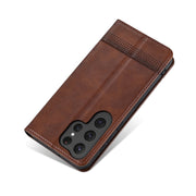 For Samsung Galaxy S25 Ultra 5G AZNS Magnetic Calf Texture Flip Leather Phone Case(Dark Brown)