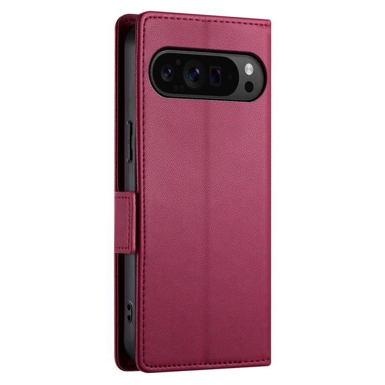 For Google Pixel 9 Pro Side Buckle Magnetic Frosted Leather Phone Case(Wine Red) - Google Cases by PMC TechLife | Online Shopping South Africa | PMC TechLife | Buy Now Pay Later Mobicred