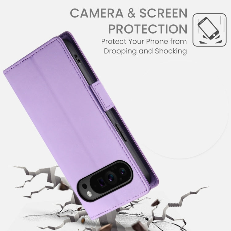 For Google Pixel 9 Pro Side Buckle Magnetic Frosted Leather Phone Case(Purple) - Google Cases by PMC TechLife | Online Shopping South Africa | PMC TechLife | Buy Now Pay Later Mobicred