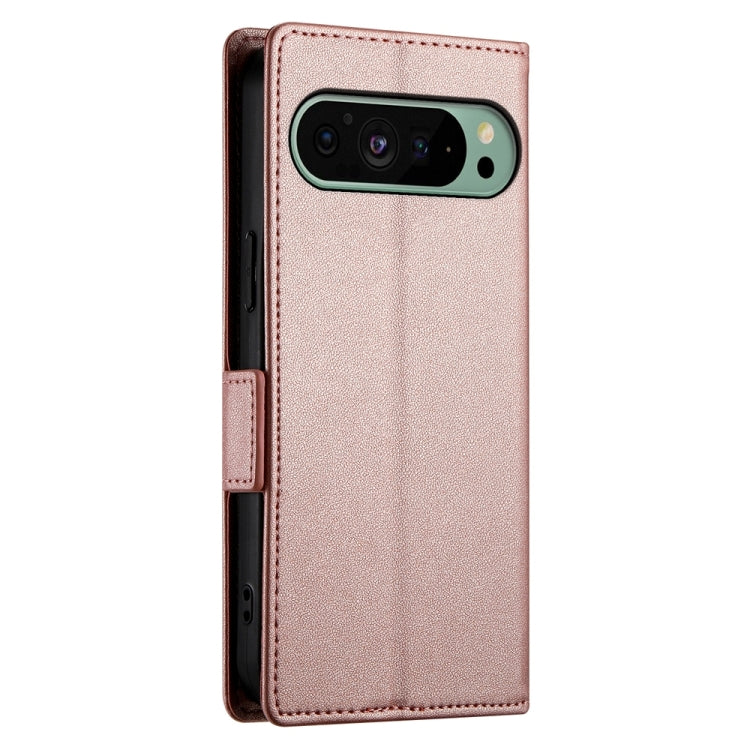 For Google Pixel 9 Side Buckle Magnetic Frosted Leather Phone Case(Rose Gold) - Google Cases by PMC TechLife | Online Shopping South Africa | PMC TechLife | Buy Now Pay Later Mobicred
