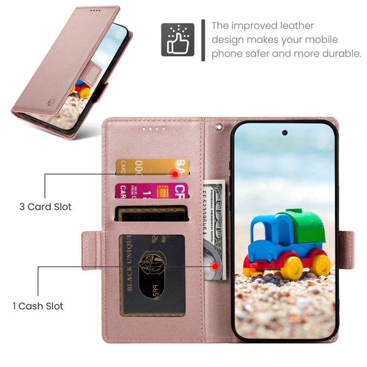 For Google Pixel 9 Side Buckle Magnetic Frosted Leather Phone Case(Rose Gold) - Google Cases by PMC TechLife | Online Shopping South Africa | PMC TechLife | Buy Now Pay Later Mobicred