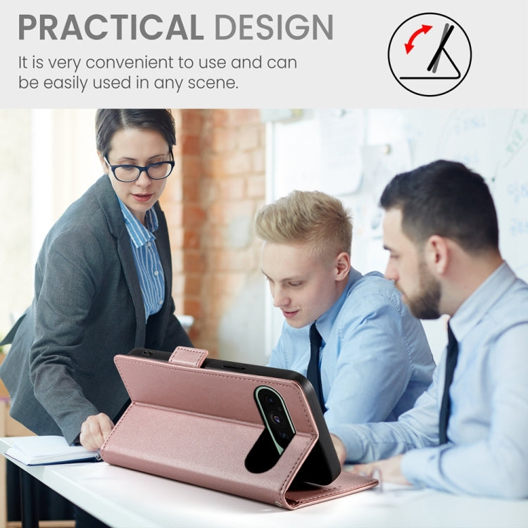 For Google Pixel 9 Side Buckle Magnetic Frosted Leather Phone Case(Rose Gold) - Google Cases by PMC TechLife | Online Shopping South Africa | PMC TechLife | Buy Now Pay Later Mobicred