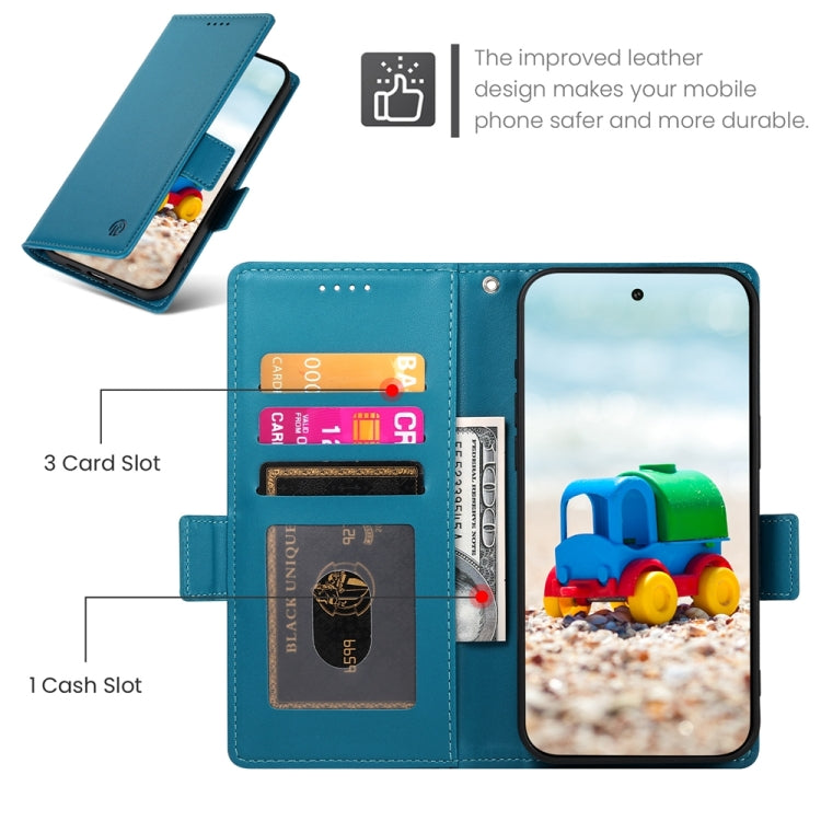 For Google Pixel 9 Side Buckle Magnetic Frosted Leather Phone Case(Blue) - Google Cases by PMC TechLife | Online Shopping South Africa | PMC TechLife | Buy Now Pay Later Mobicred