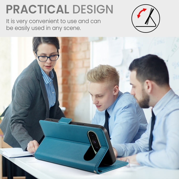 For Google Pixel 9 Side Buckle Magnetic Frosted Leather Phone Case(Blue) - Google Cases by PMC TechLife | Online Shopping South Africa | PMC TechLife | Buy Now Pay Later Mobicred