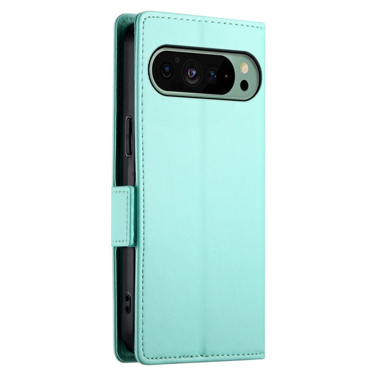 For Google Pixel 9 Side Buckle Magnetic Frosted Leather Phone Case(Mint Green) - Google Cases by PMC TechLife | Online Shopping South Africa | PMC TechLife | Buy Now Pay Later Mobicred