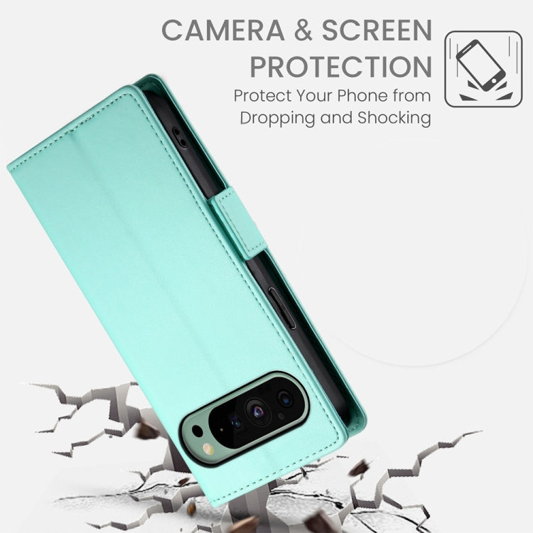 For Google Pixel 9 Side Buckle Magnetic Frosted Leather Phone Case(Mint Green) - Google Cases by PMC TechLife | Online Shopping South Africa | PMC TechLife | Buy Now Pay Later Mobicred
