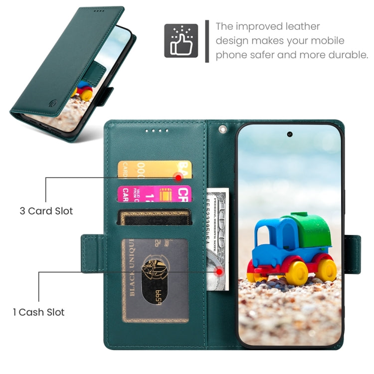 For Google Pixel 9 Side Buckle Magnetic Frosted Leather Phone Case(Dark Green) - Google Cases by PMC TechLife | Online Shopping South Africa | PMC TechLife | Buy Now Pay Later Mobicred