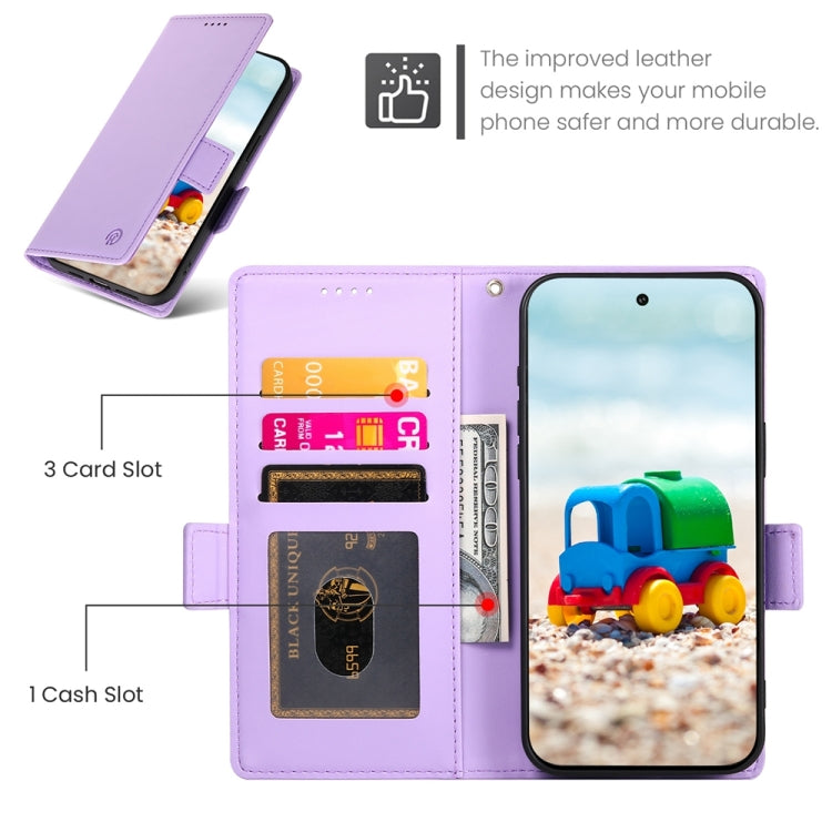 For Google Pixel 9 Side Buckle Magnetic Frosted Leather Phone Case(Purple) - Google Cases by PMC TechLife | Online Shopping South Africa | PMC TechLife | Buy Now Pay Later Mobicred