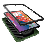 For iPad Air 11 2025 / 2024 Armor Holder Silicone Hybrid PC Tablet Case(Army Green Black)
