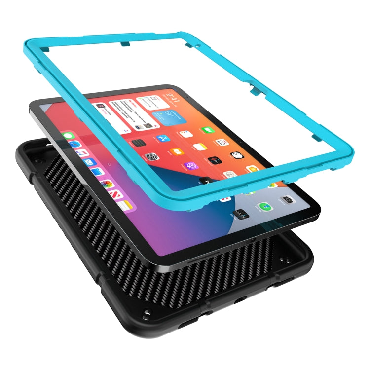 For iPad Air 11 2024 Armor Holder Silicone Hybrid PC Tablet Case(Black Blue) - iPad Air 11 2024 Cases by PMC TechLife | Online Shopping South Africa | PMC TechLife | Buy Now Pay Later Mobicred