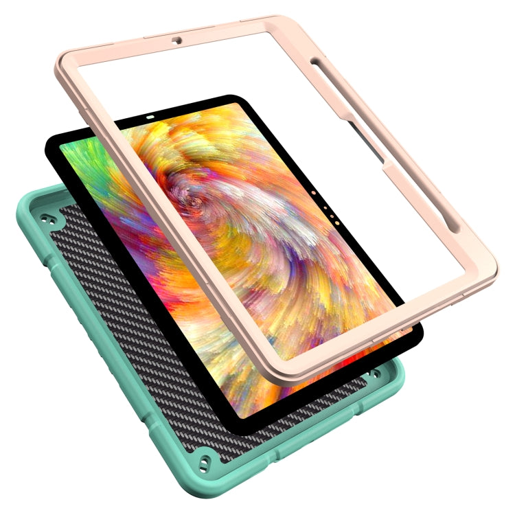 For iPad Pro 11 2024 Armor Holder Silicone Hybrid PC Tablet Case(Mint Green Gold) - iPad Pro 11 2024 Cases by PMC TechLife | Online Shopping South Africa | PMC TechLife | Buy Now Pay Later Mobicred