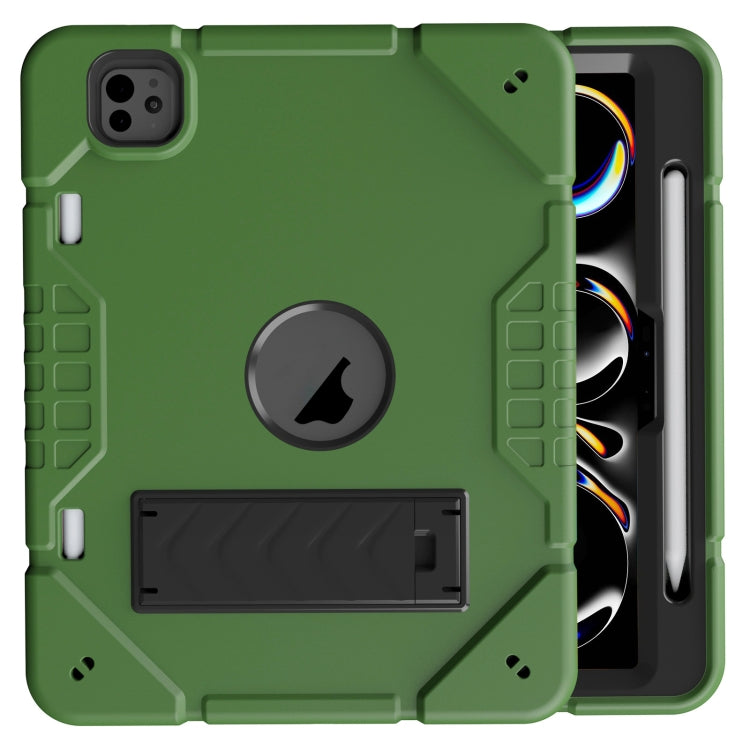 For iPad Pro 11 2024 Armor Holder Silicone Hybrid PC Tablet Case(Army Green Black) - iPad Pro 11 2024 Cases by PMC TechLife | Online Shopping South Africa | PMC TechLife | Buy Now Pay Later Mobicred