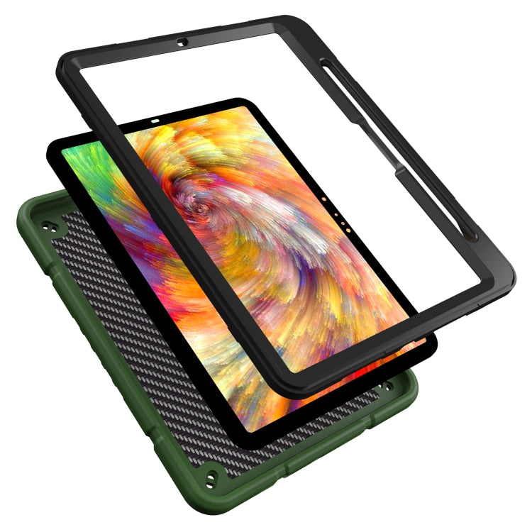 For iPad Pro 11 2024 Armor Holder Silicone Hybrid PC Tablet Case(Army Green Black) - iPad Pro 11 2024 Cases by PMC TechLife | Online Shopping South Africa | PMC TechLife | Buy Now Pay Later Mobicred