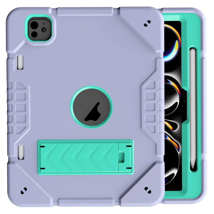 For iPad Pro 11 2024 Armor Holder Silicone Hybrid PC Tablet Case(Purple Mint Green) - iPad Pro 11 2024 Cases by PMC TechLife | Online Shopping South Africa | PMC TechLife | Buy Now Pay Later Mobicred
