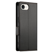 For iPhone 16e Side Buckle Magnetic Frosted Leather Phone Case(Black)