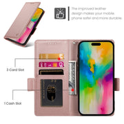 For iPhone 16 Pro Max Side Buckle Magnetic Frosted Leather Phone Case(Rose Gold)