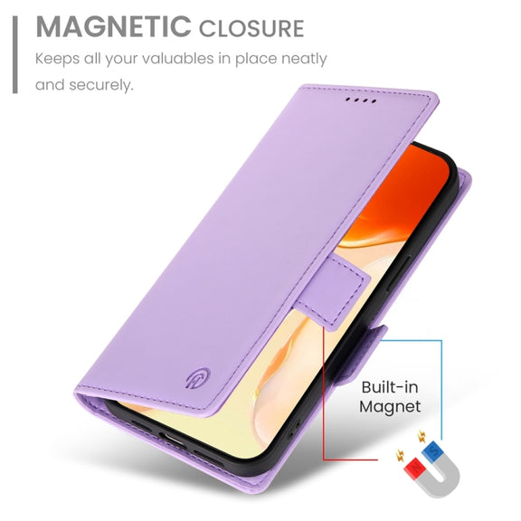 For iPhone 16 Plus Side Buckle Magnetic Frosted Leather Phone Case(Purple)