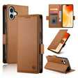 For iPhone 16 Plus Side Buckle Magnetic Frosted Leather Phone Case(Brown) - iPhone 16 Plus Cases by PMC TechLife | Online Shopping South Africa | PMC TechLife | Buy Now Pay Later Mobicred
