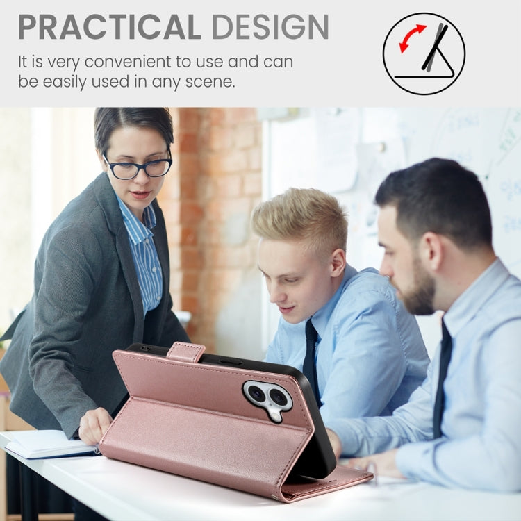 For iPhone 16 Side Buckle Magnetic Frosted Leather Phone Case(Rose Gold) - iPhone 16 Cases by PMC TechLife | Online Shopping South Africa | PMC TechLife | Buy Now Pay Later Mobicred