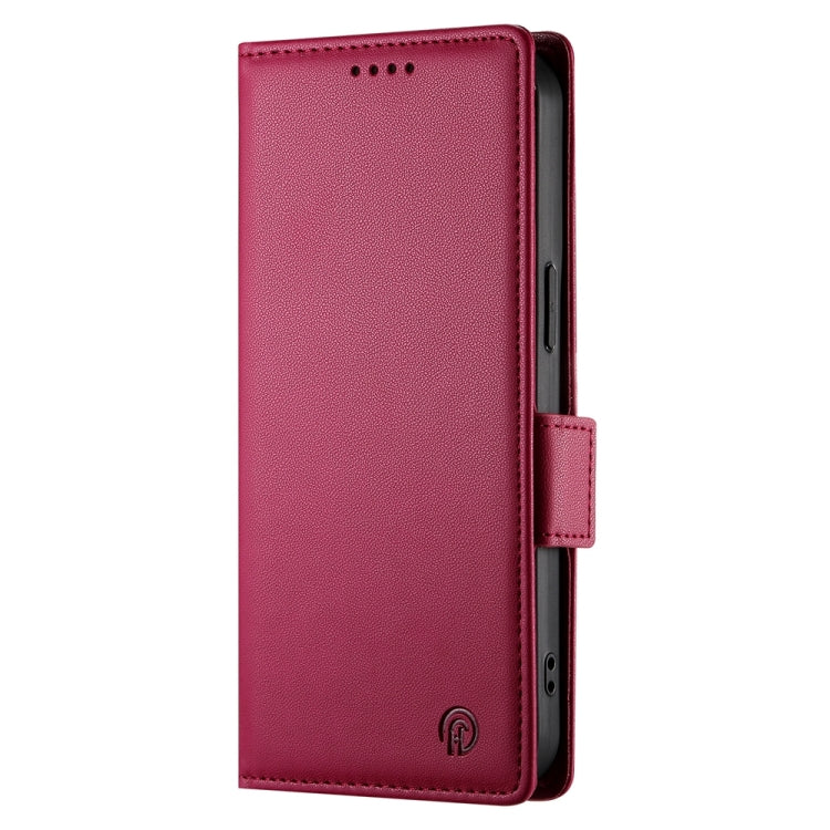 For iPhone 16 Side Buckle Magnetic Frosted Leather Phone Case(Wine Red) - free shipping - PMC TechLife - Order now!