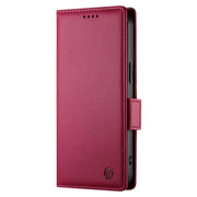 For iPhone 16 Side Buckle Magnetic Frosted Leather Phone Case(Wine Red)