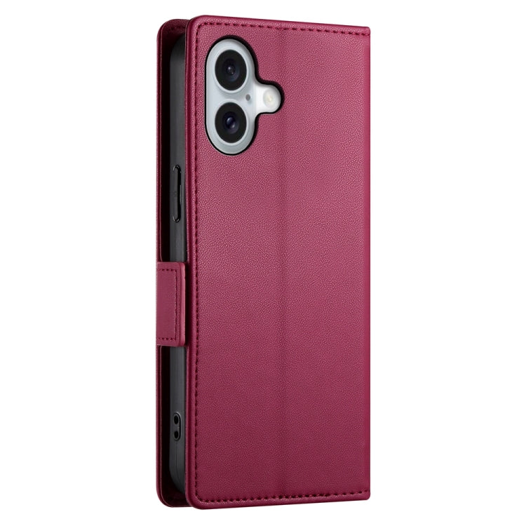 For iPhone 16 Side Buckle Magnetic Frosted Leather Phone Case(Wine Red) - free shipping - PMC TechLife - Order now!