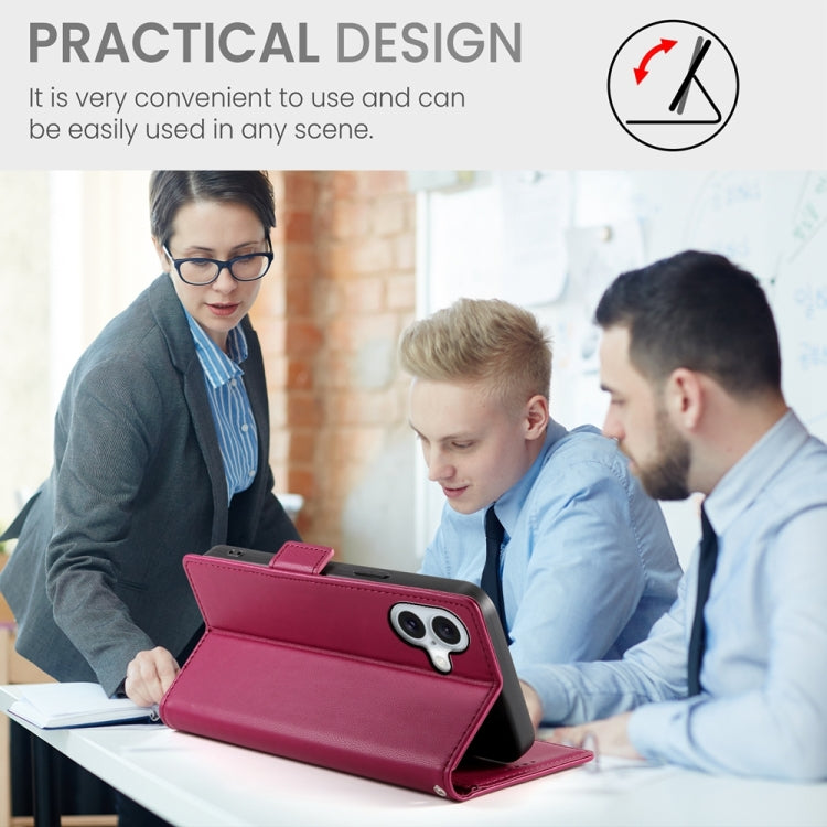 For iPhone 16 Side Buckle Magnetic Frosted Leather Phone Case(Wine Red) - free shipping - PMC TechLife - Order now!