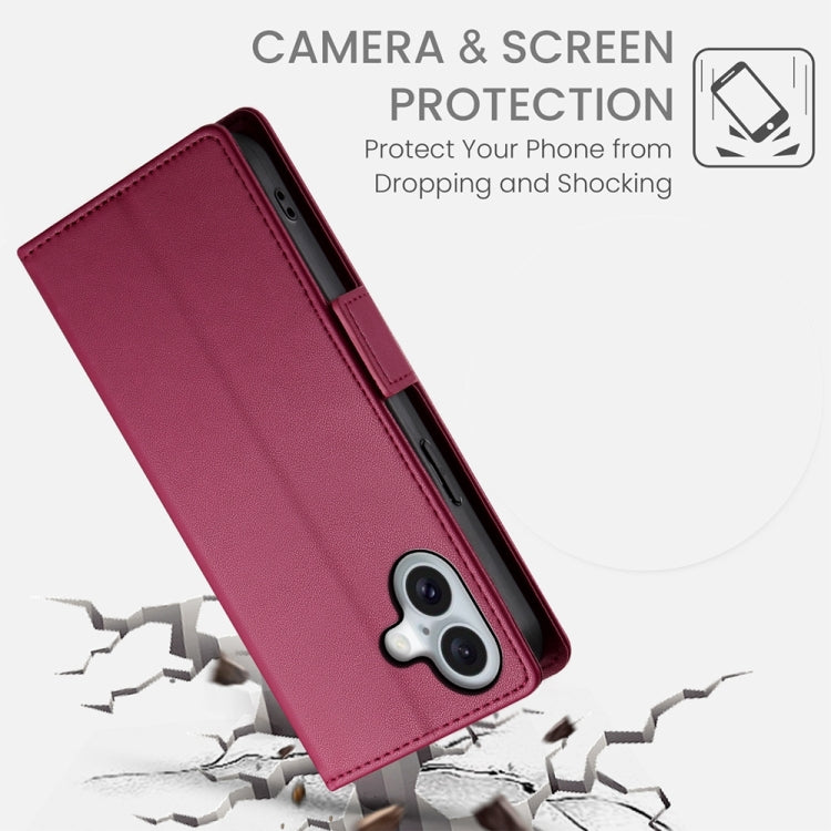 For iPhone 16 Side Buckle Magnetic Frosted Leather Phone Case(Wine Red) - free shipping - PMC TechLife - Order now!