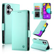 For iPhone 16 Side Buckle Magnetic Frosted Leather Phone Case(Mint Green) - iPhone 16 Cases by PMC TechLife | Online Shopping South Africa | PMC TechLife | Buy Now Pay Later Mobicred