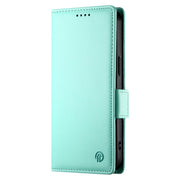 For iPhone 16 Side Buckle Magnetic Frosted Leather Phone Case(Mint Green)