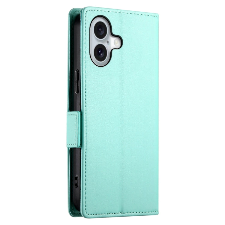 For iPhone 16 Side Buckle Magnetic Frosted Leather Phone Case(Mint Green) - iPhone 16 Cases by PMC TechLife | Online Shopping South Africa | PMC TechLife | Buy Now Pay Later Mobicred