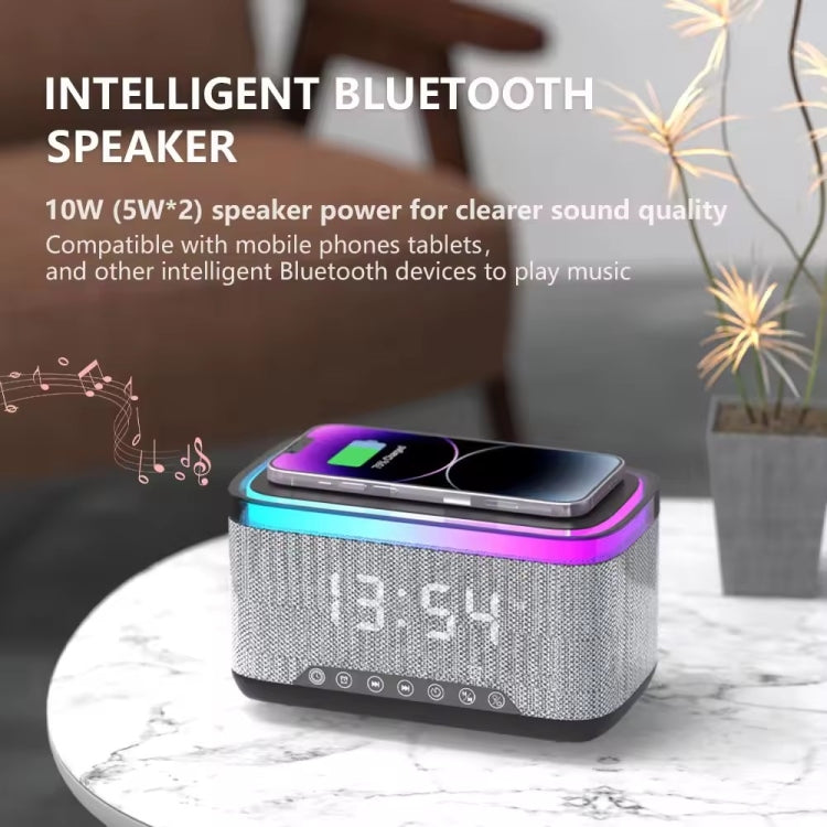 AEC S300 Portable 10W Power Multifunction Bluetooth Speaker Alarm Clock Wireless Charger(White) - free shipping - PMC Jewellery - Order now!
