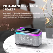 AEC S300 Portable 10W Power Multifunction Bluetooth Speaker Alarm Clock Wireless Charger(Black)