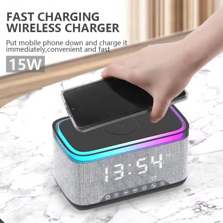 AEC S300 Portable 10W Power Multifunction Bluetooth Speaker Alarm Clock Wireless Charger(White) - free shipping - PMC Jewellery - Order now!