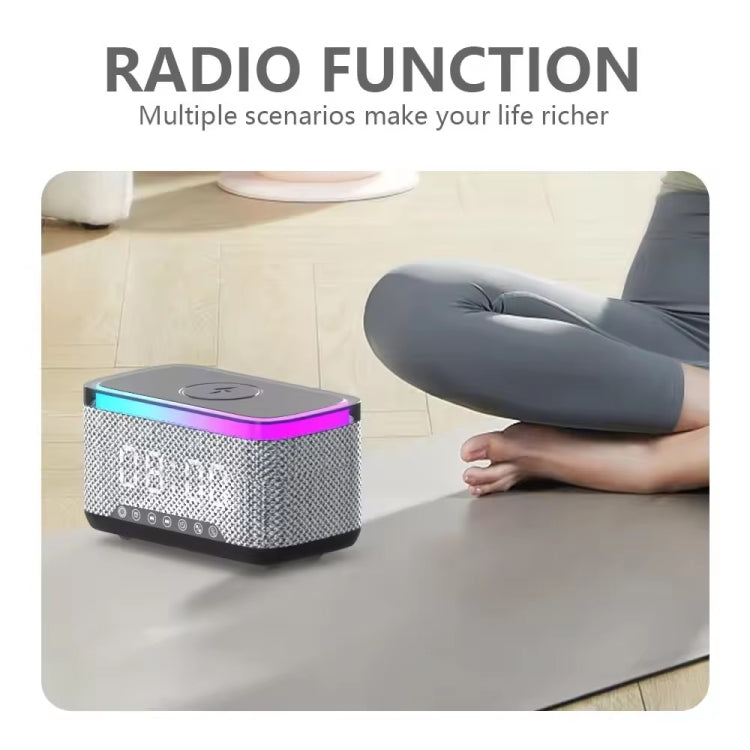 AEC S300 Portable 10W Power Multifunction Bluetooth Speaker Alarm Clock Wireless Charger(White) - free shipping - PMC Jewellery - Order now!