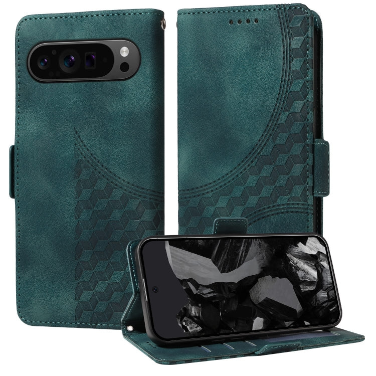 For Google Pixel 9 Pro XL Embossed Rhombus Starry Leather Phone Case(Green) - Google Cases by PMC TechLife | Online Shopping South Africa | PMC TechLife | Buy Now Pay Later Mobicred