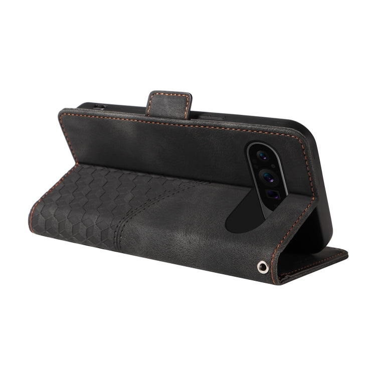 For Google Pixel 9 Pro XL Embossed Rhombus Starry Leather Phone Case(Black) - Google Cases by PMC TechLife | Online Shopping South Africa | PMC TechLife | Buy Now Pay Later Mobicred