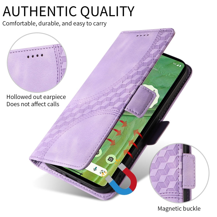 For Google Pixel 9 Pro XL Embossed Rhombus Starry Leather Phone Case(Purple) - Google Cases by PMC TechLife | Online Shopping South Africa | PMC TechLife | Buy Now Pay Later Mobicred