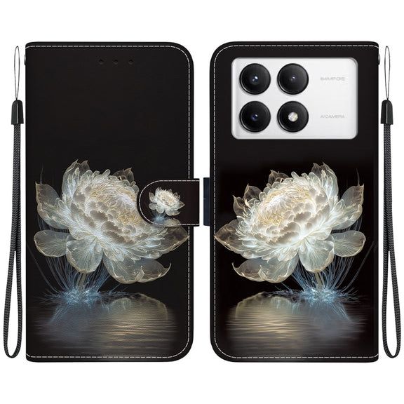 For Xiaomi Redmi K70 Pro / K70 Crystal Texture Colored Drawing Leather Phone Case(Crystal Peony)