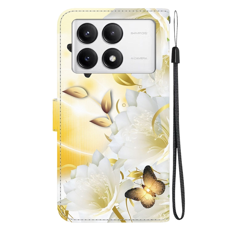 For Xiaomi Redmi K70 Pro / K70 Crystal Texture Colored Drawing Leather Phone Case(Gold Butterfly Epiphyllum) - free shipping - PMC Jewellery - Order now!