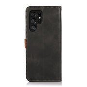 For Samsung Galaxy S25 Ultra 5G KHAZNEH Dual-color Cowhide Texture Flip Leather Phone Case(Black)