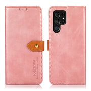 For Samsung Galaxy S25 Ultra 5G KHAZNEH Dual-color Cowhide Texture Flip Leather Phone Case(Rose Gold)