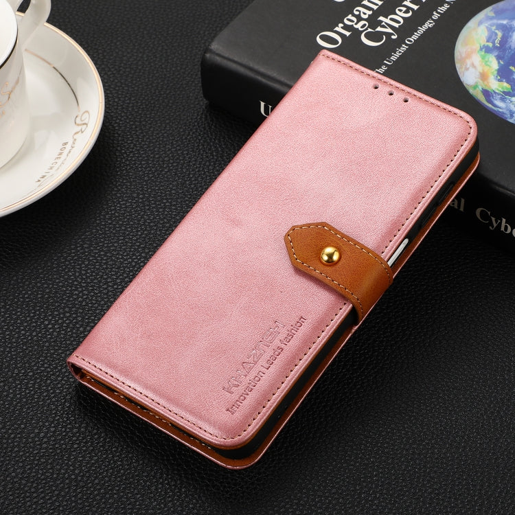 For Samsung Galaxy S25 Ultra 5G KHAZNEH Dual-color Cowhide Texture Flip Leather Phone Case(Rose Gold)