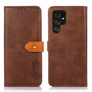 For Samsung Galaxy S25 Ultra 5G KHAZNEH Dual-color Cowhide Texture Flip Leather Phone Case(Brown)