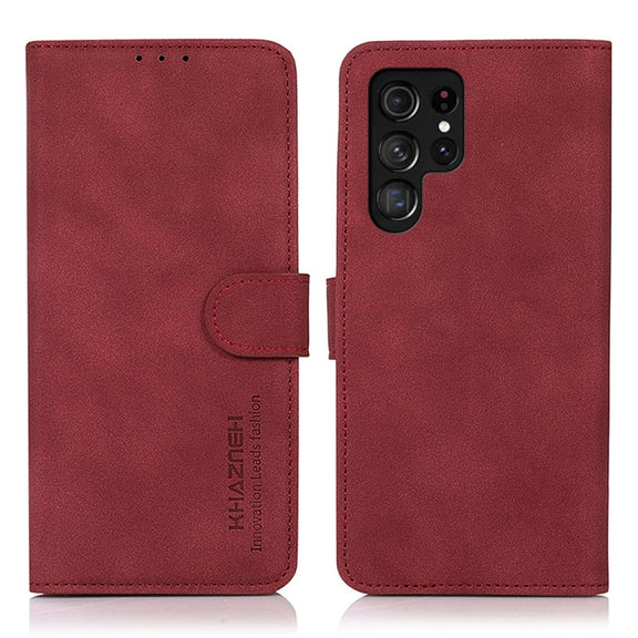For Samsung Galaxy S25 Ultra 5G KHAZNEH Matte Texture Leather Phone Case(Red)
